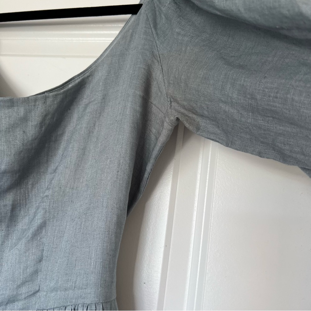 Kara Thoms Bellflower Dress in Chambray Linen- Size L - Picture 10 of 16